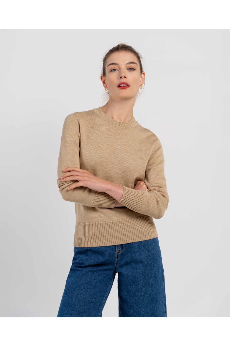 Minna Long Sleeve Crew Neck Sweater, Main, color, Soft Camel