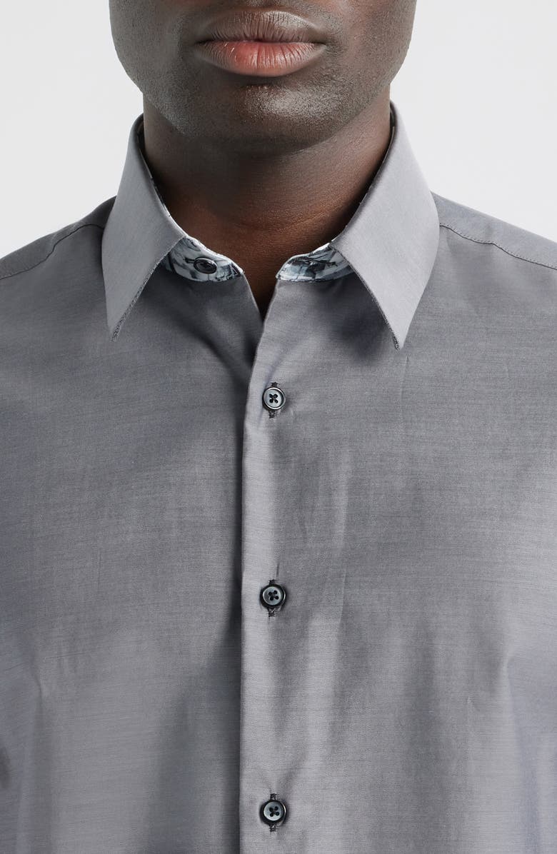 Siragusa Twill Printed Silk Trim Dress Shirt, Alternate, color, Gray