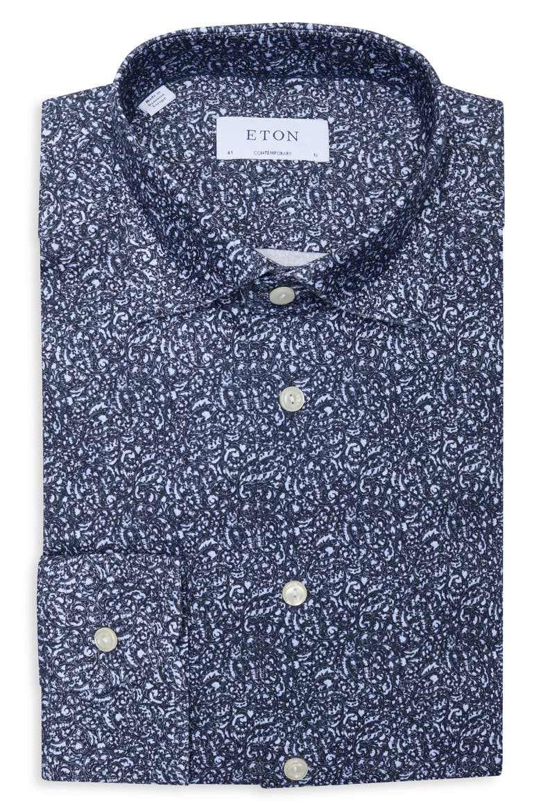 Slim Fit Paisley 4Flex Fit Stretch Jersey Dress Shirt, Alternate, color, DARK BLUE