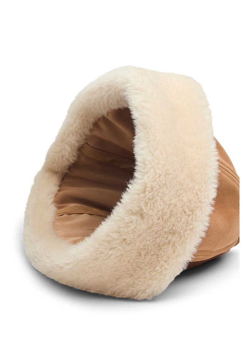 Elle Faux Shearling & Suede Cap, Alternate, color, NATURAL SUEDE