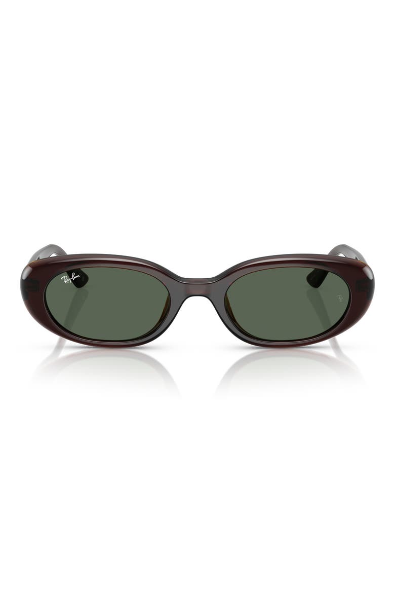 53mm Pillow Oval Sunglasses, Main, color, TRANSPARENT BROWN / DARK GREEN