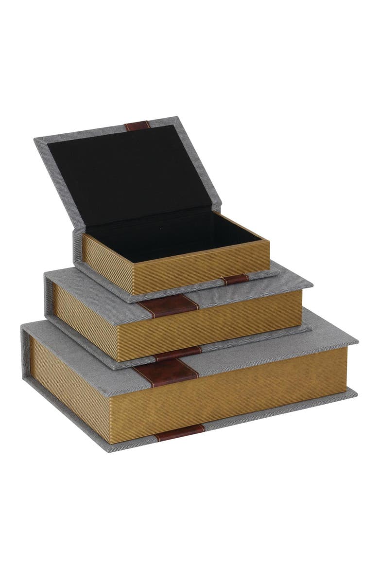 Set of 3 Faux Book Boxes, Alternate, color, GRAY