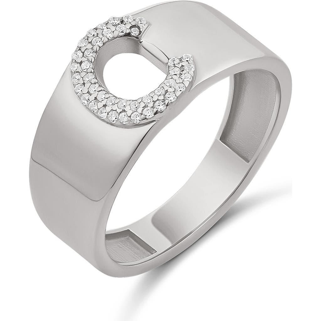 Shymi Pavé Signet Initial Ring In Metallic