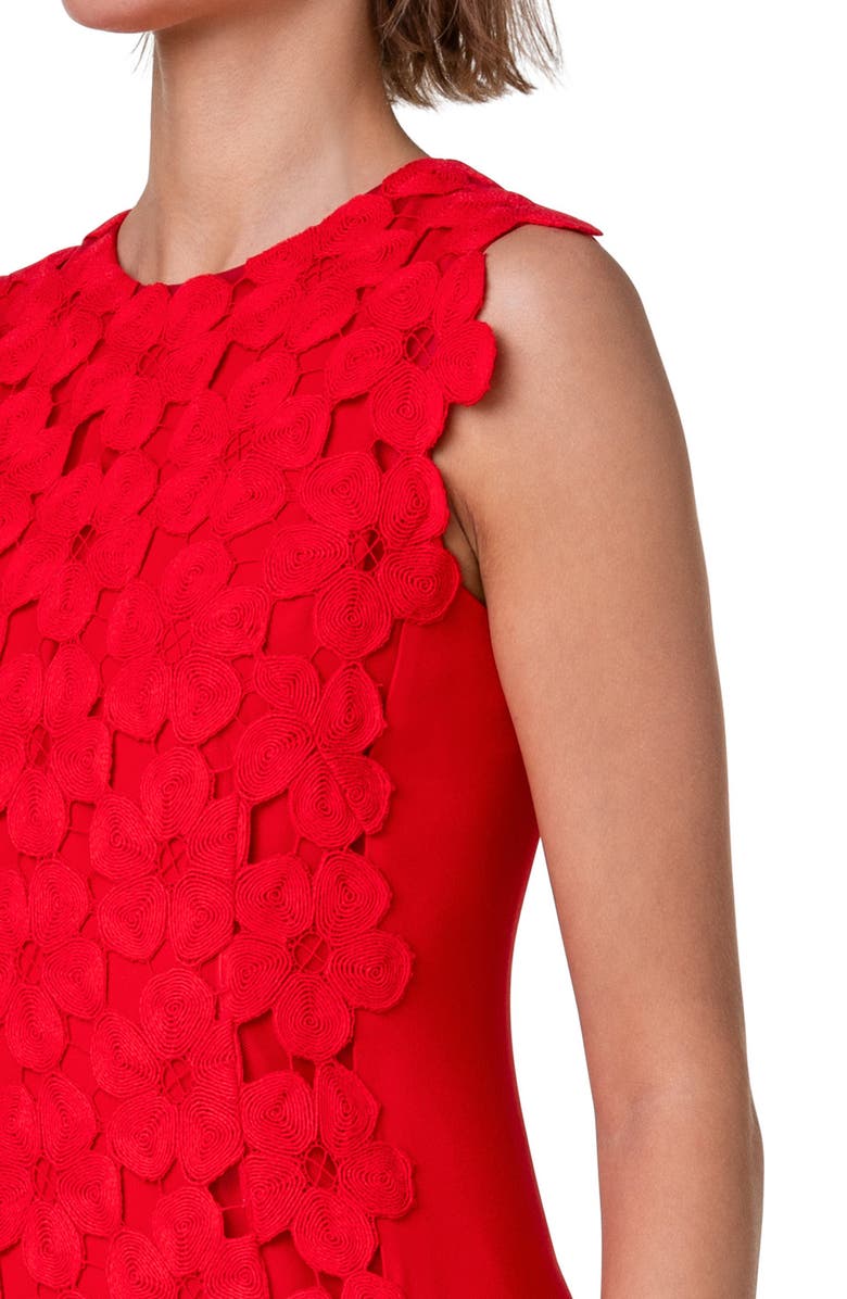Akris Anemones Lace & Silk Crepe Sheath Dress, Alternate, color,