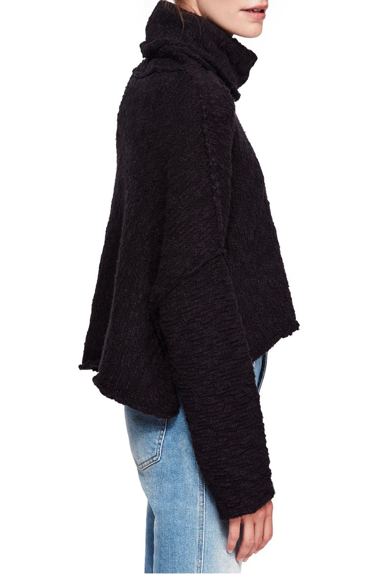 Big Easy Cowl Neck Crop Sweater, Alternate, color, BLACK