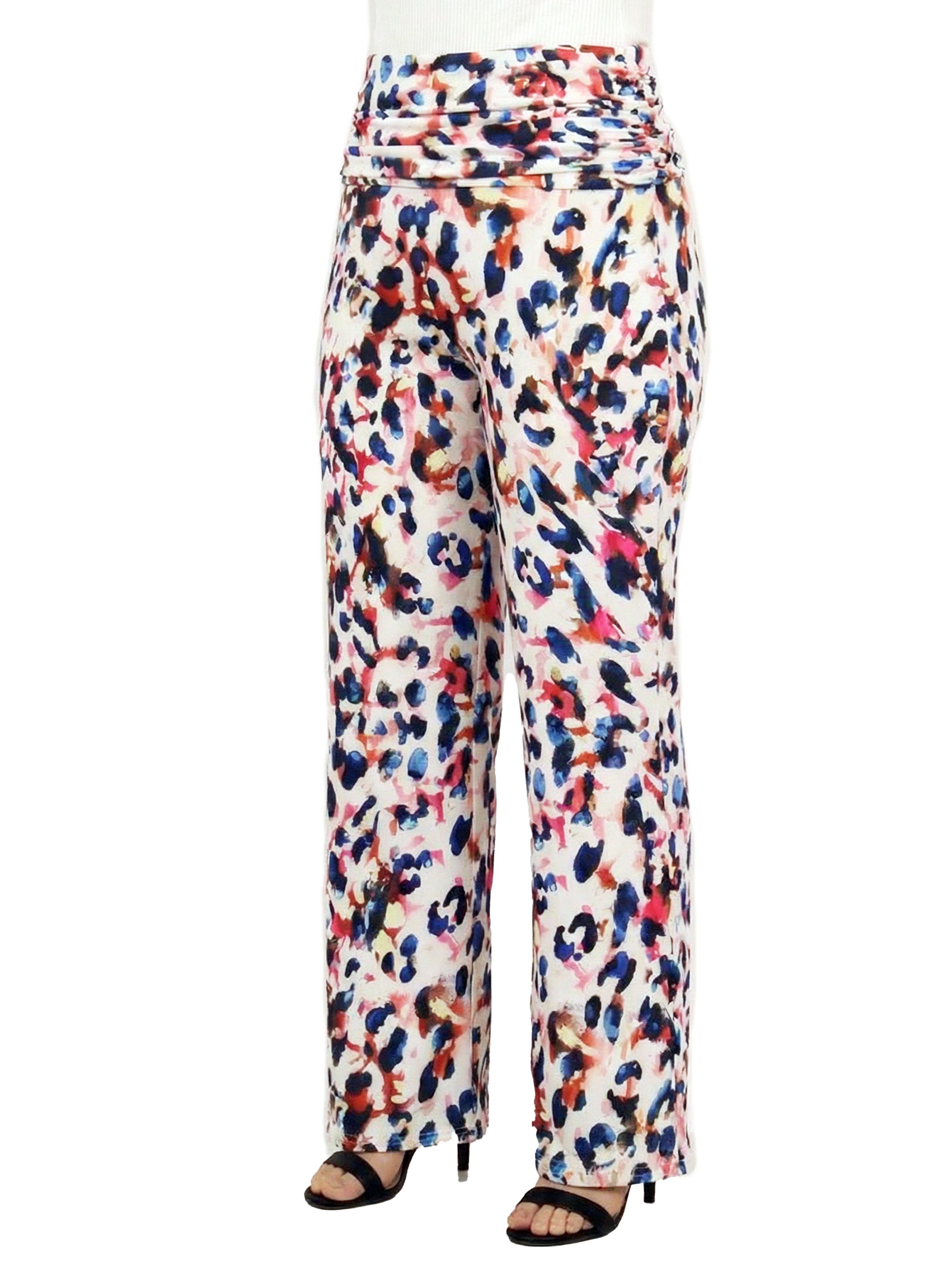 Curvy Essential Cheetah Print Foldover Waist Wide Leg Pants - image 2