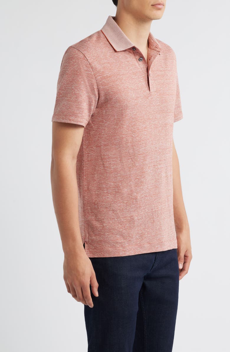 BOSS Press Cotton and Linen Polo, Alternate, color, Dark Orange
