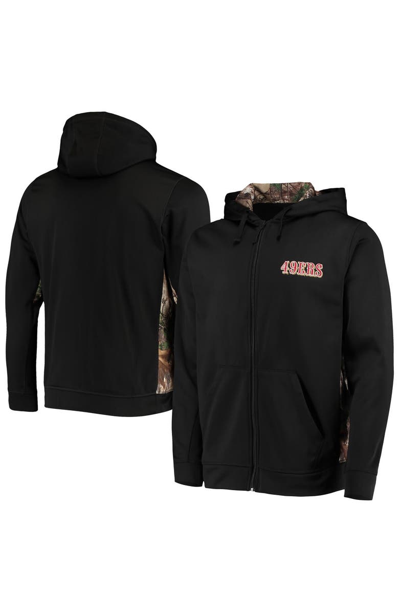 DUNBROOKE Men's Dunbrooke Black/Realtree Camo San Francisco 49ers Decoy Tech Fleece Full-Zip Hoodie, Main, color, Black