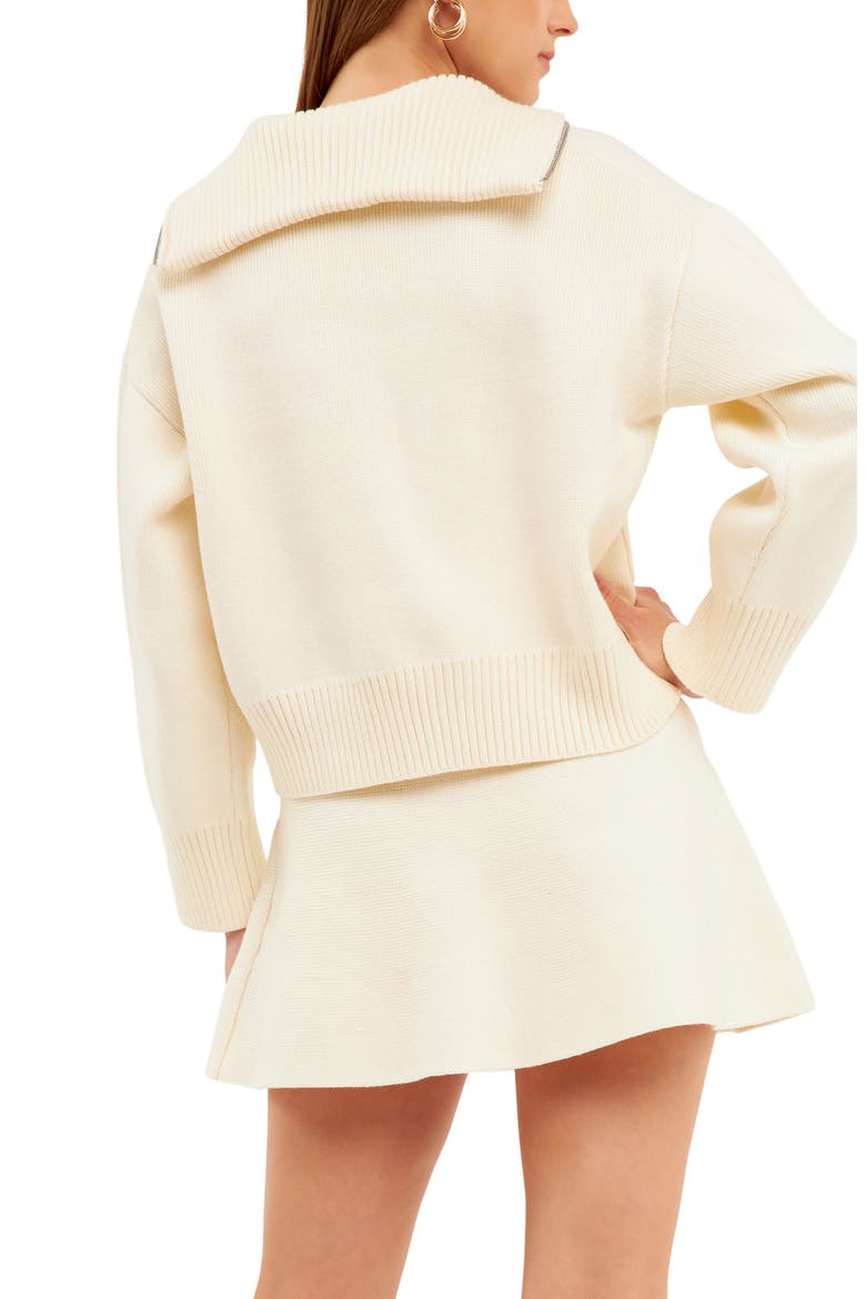 Zip Collar Sweater, Alternate, color, CREAM