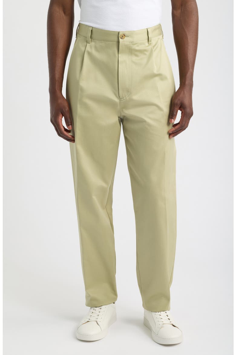 Kai Pleated Cotton Trousers, Main, color, BEIGE/ KHAKI