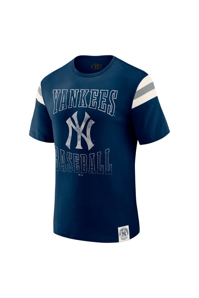 Men's Darius Rucker Collection by Fanatics Navy New York Yankees Distressed Sleeve Stripe T-Shirt, Alternate, color, Navy