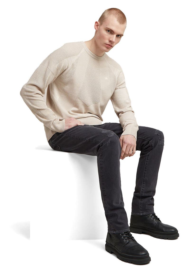 3301 Distressed Slim Jeans, Alternate, color, BLACK