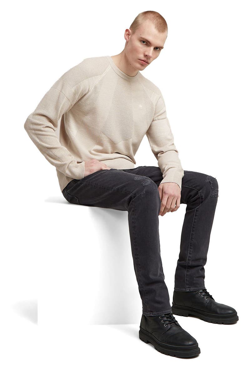 G-STAR 3301 Distressed Slim Jeans, Alternate, color, Black