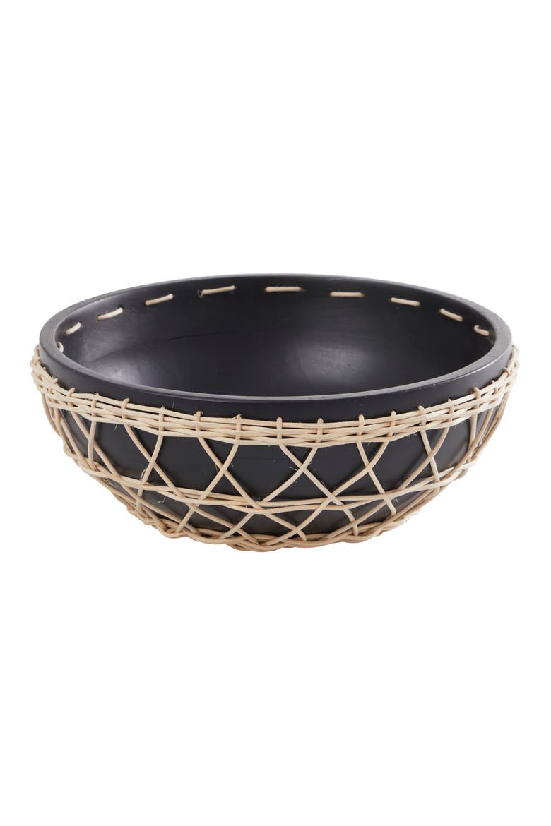 Decorative Wood Bowl, Main, color, BLACK