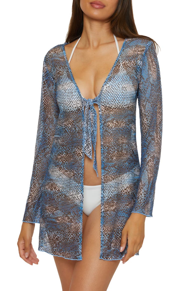 Tie Front Long Sleeve Sheer Mesh Cover-Up video