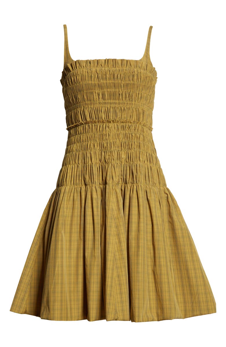 Rebecca Taylor Shirred Sleeveless Dress, Alternate, color, Mini Plaid Olive Com