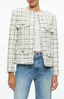 Alice + Olivia Dumont Boxy Tweed Jacket