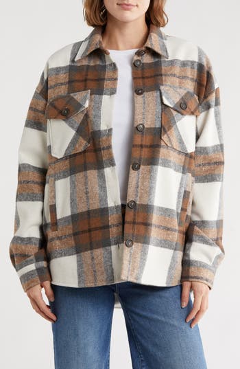 Thread & Supply Plaid Shacket In Brown