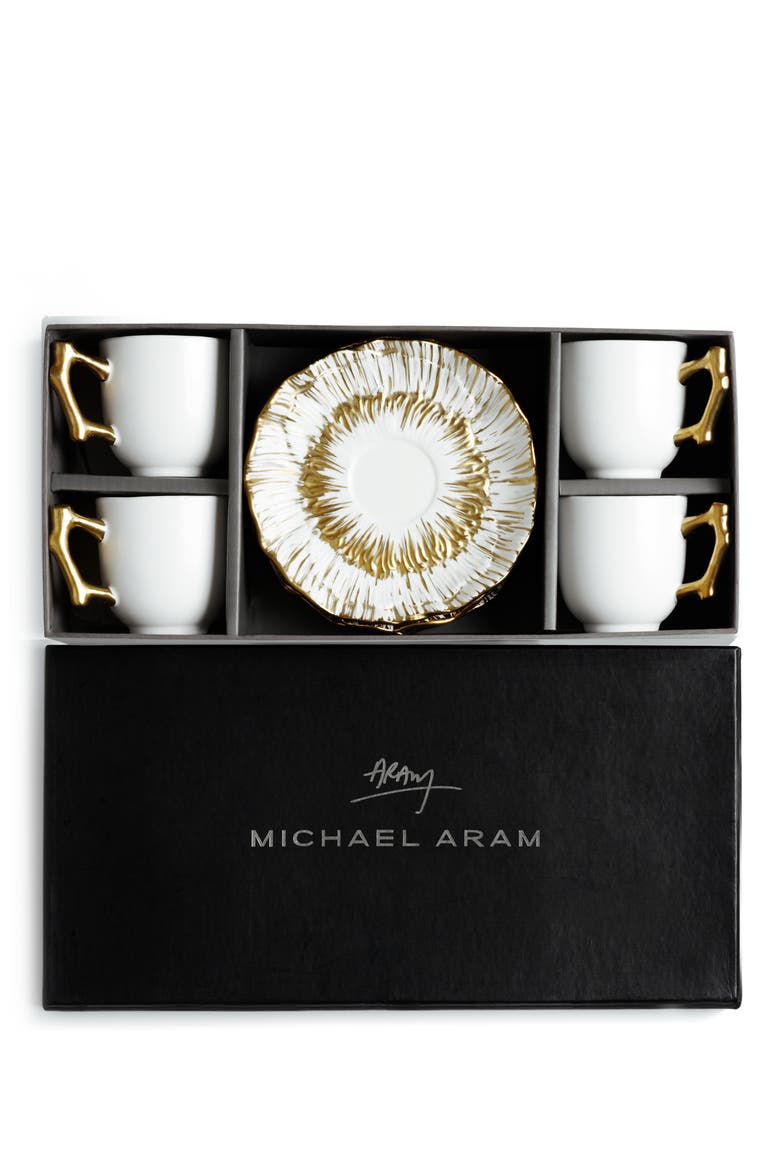 Anemone Demitasse Set, Alternate, color, WHITE/ GOLD