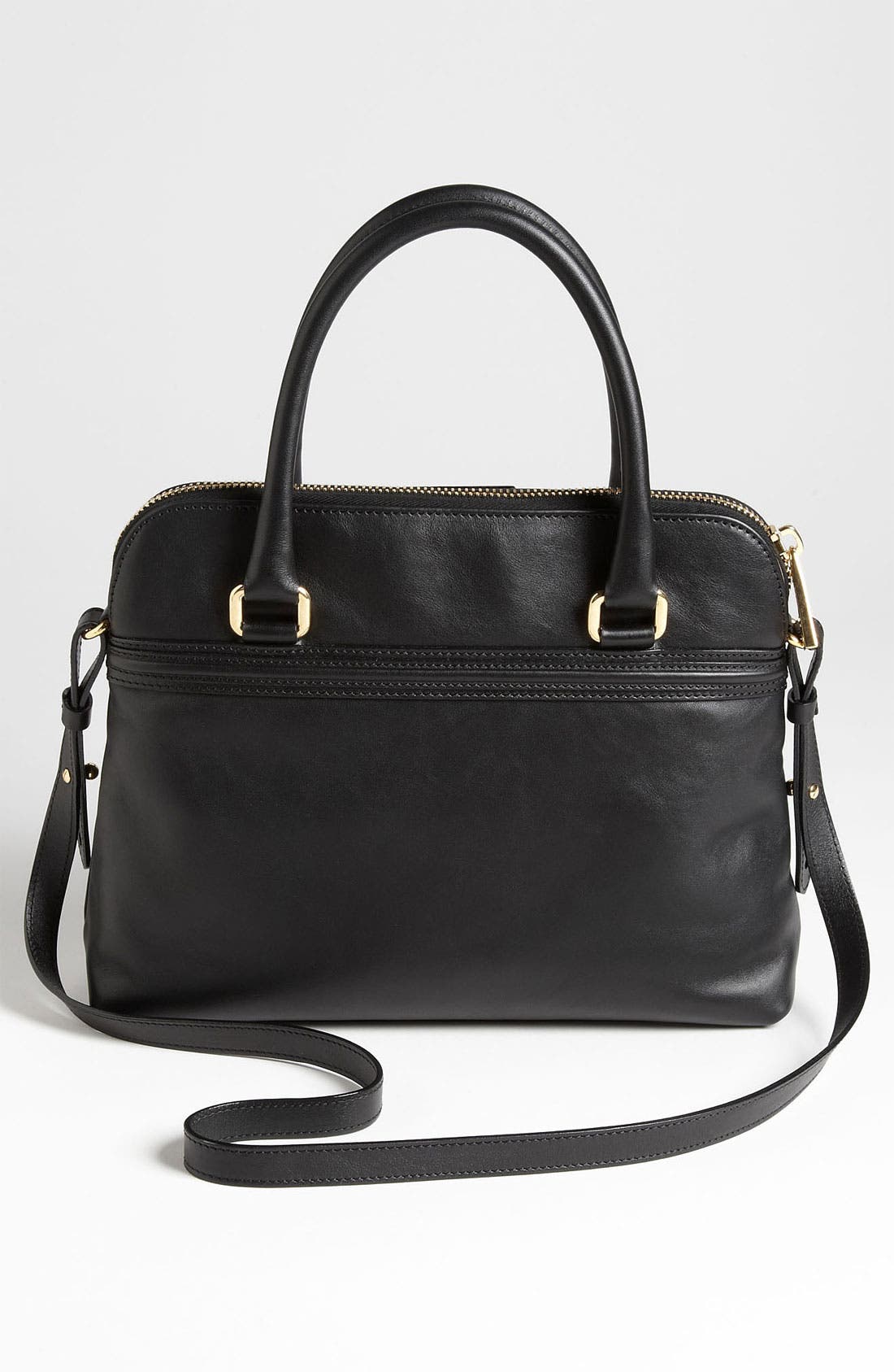 'Raleigh Preston' Leather Satchel, Alternate, color, BLACK