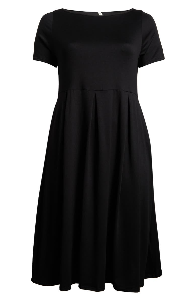 24seven Comfort Apparel Stretch A-Line Midi Dress, Alternate, color, Black