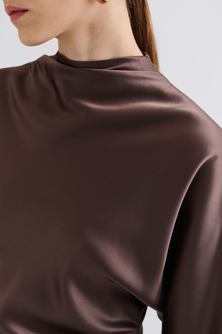 Zora Barrel Long Sleeve Mini Dress, Alternate, color, Chocolate