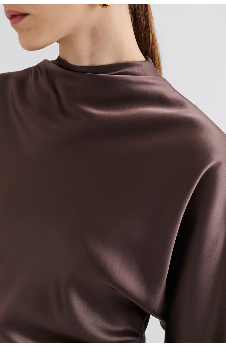 Malina Zora Barrel Long Sleeve Mini Dress, Alternate, color, Chocolate