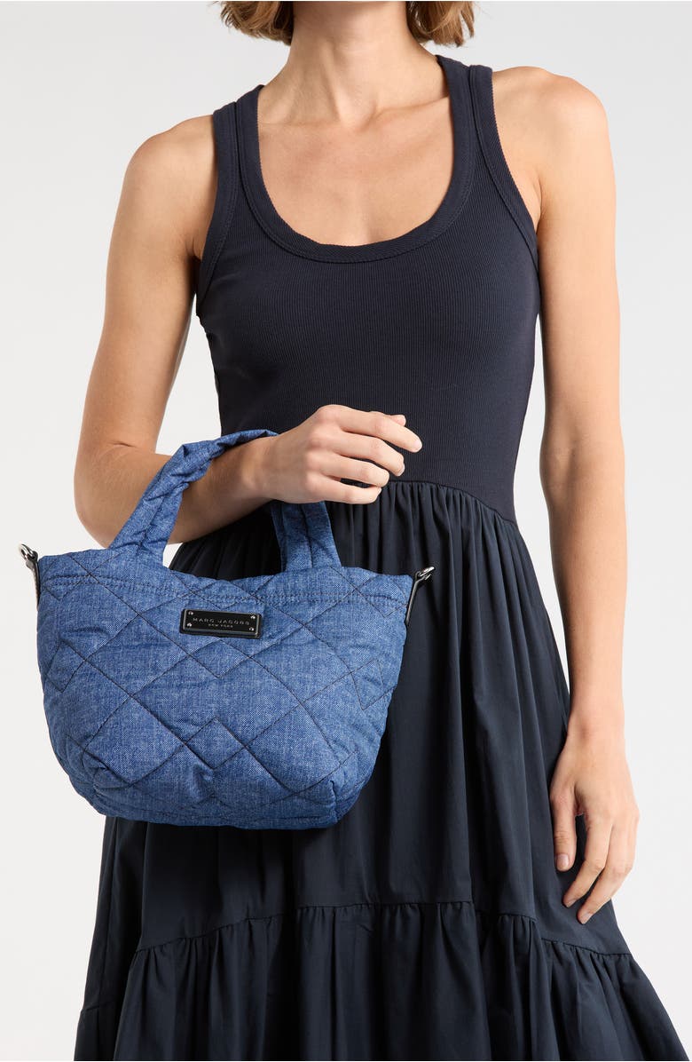Marc Jacobs Denim Effect Quilted Mini Tote Bag, Alternate, color, Denim Blue