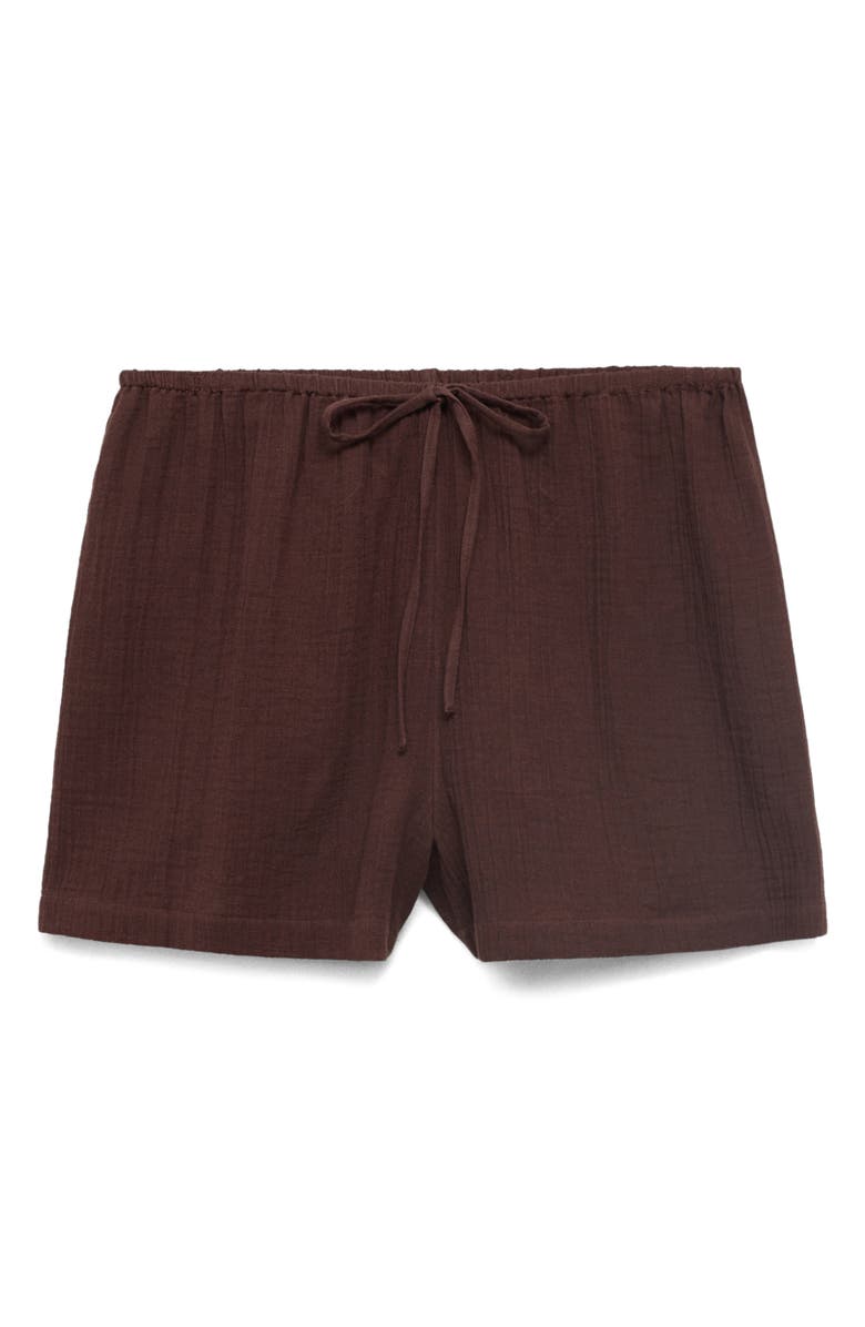 MANGO Drawstring Cotton Shorts, Main, color, Chocolate