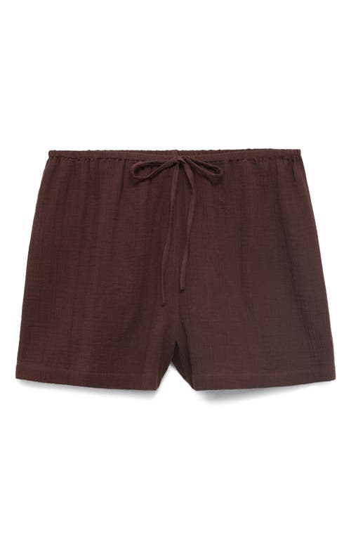 Mango Drawstring Cotton Shorts In Brown