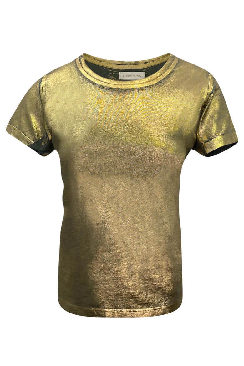 Metallic Coated Cotton T-Shirt, Main, color, KAKI/GOLD