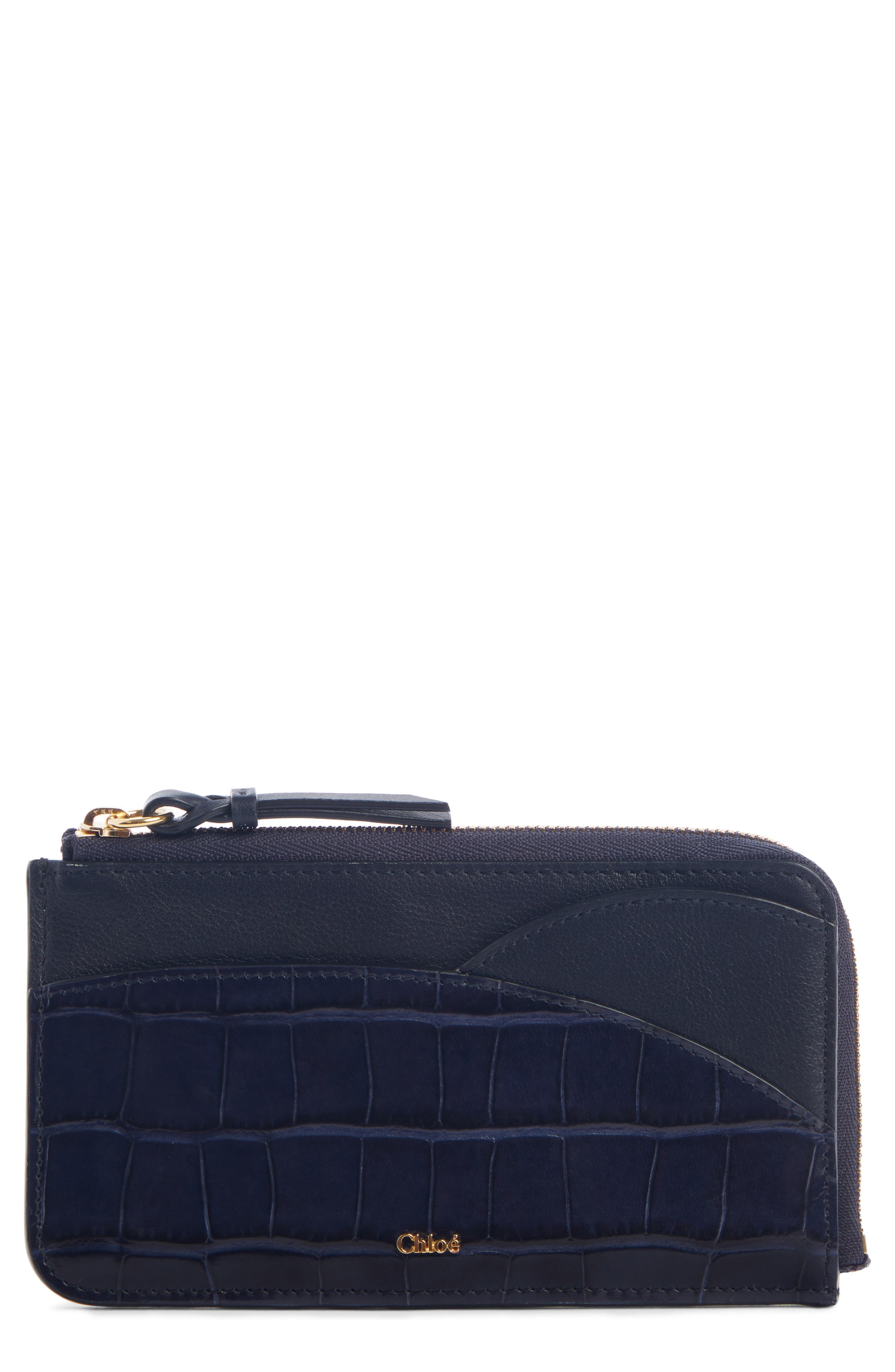 Chloé Walden Croc Embossed Leather iPad Pouch, Main, color, 