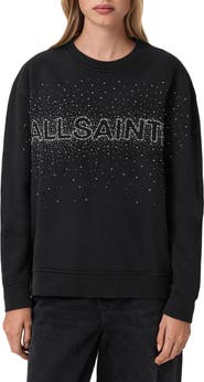 AllSaints Etta Crystal Embellished Fleece Sweatshirt