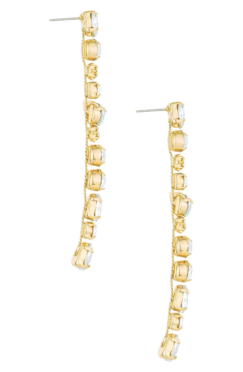 Ettika Crystal Linear Drop Earrings, Alternate, color, Gold