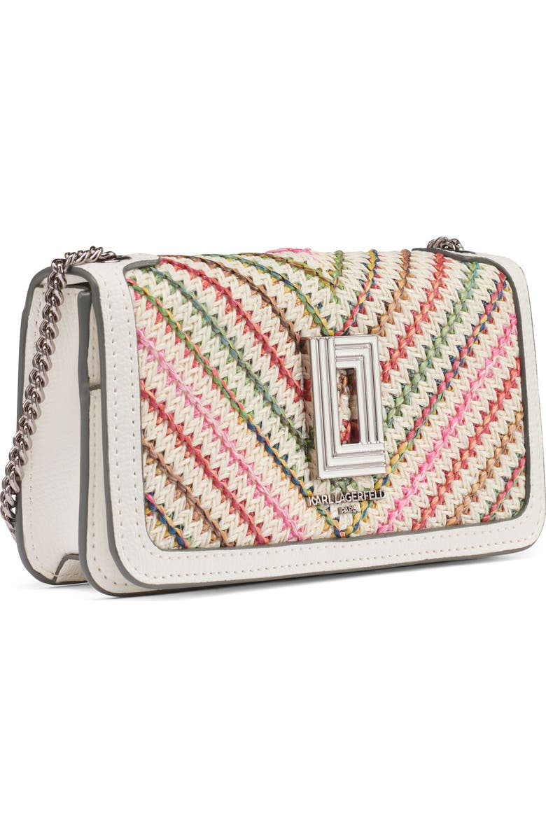 KARL LAGERFELD PARIS Kosette Chevron Raffia Shoulder, Alternate, color, Multi Combo