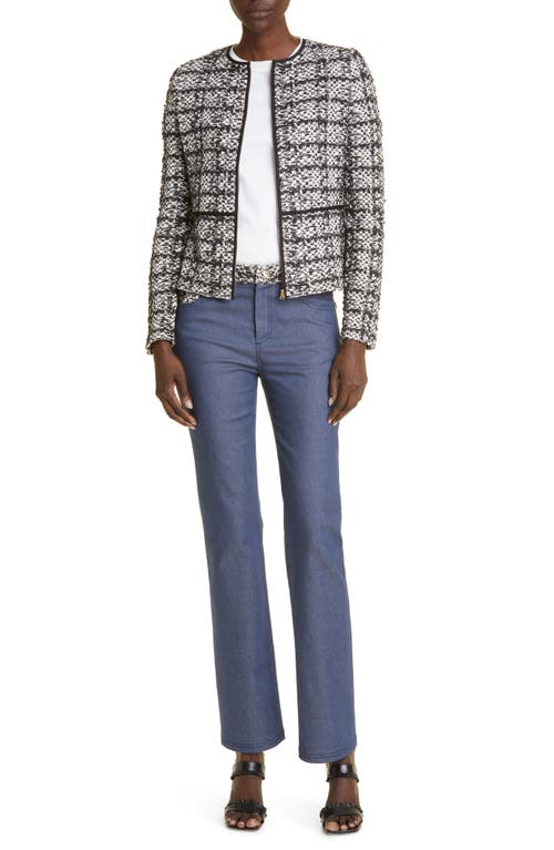 St John St. John Collection Cotton Blend Tweed Peplum Jacket In Ecru/black