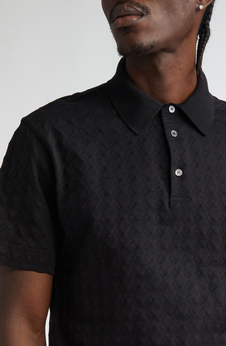 Givenchy Classic Fit Textured Cotton Polo, Alternate, color, Black