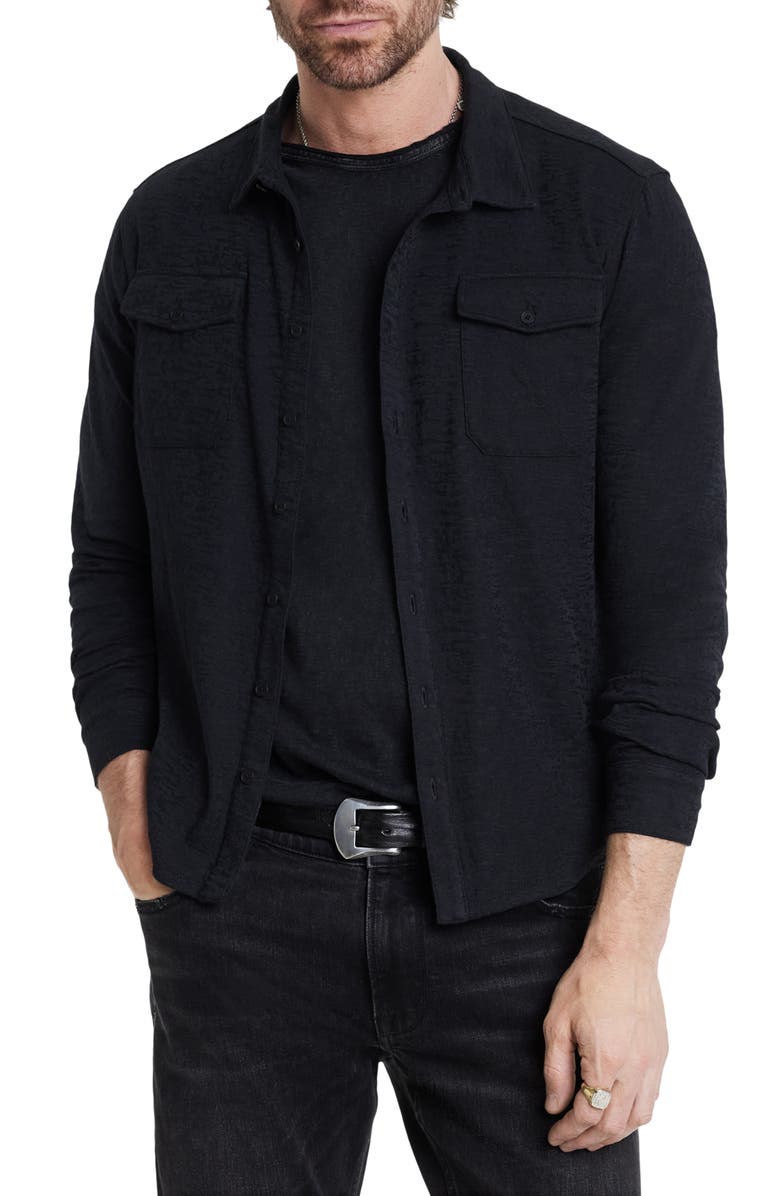 John Varvatos Abuja Textured Cotton Stretch Jacquard Button-Up Shirt, Main, color, 