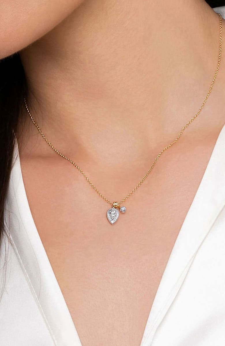 Gabriel & Co. Bujukan Double Diamond Pendant Necklace, Alternate, color, Two Tone