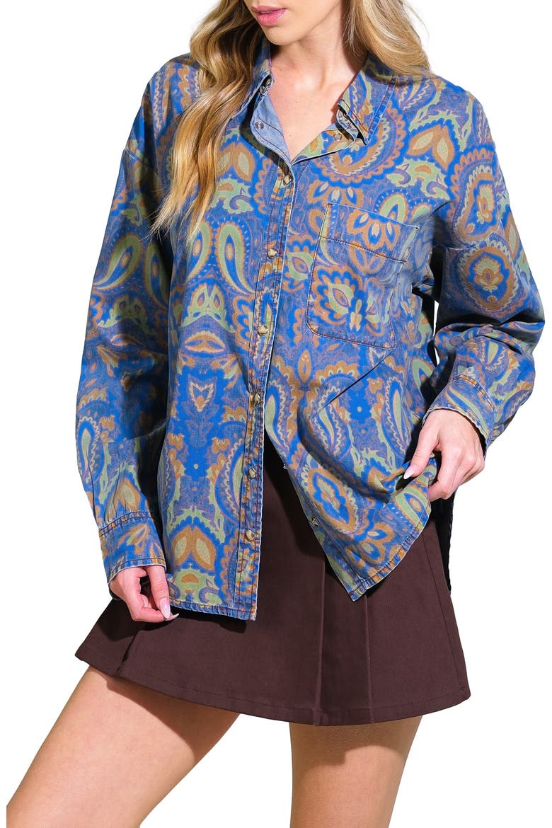 Paisley Long Sleeve Chambray Shirt, Main, color, CHAMBRAY
