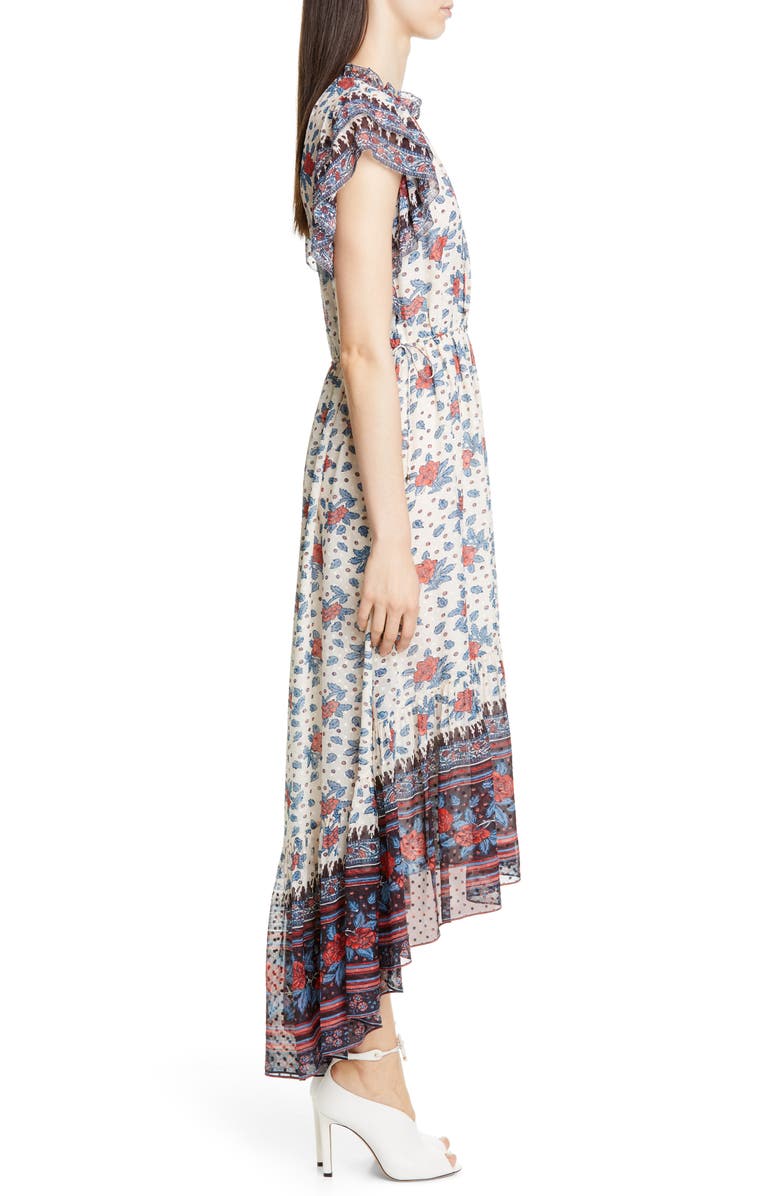 Ulla Johnson Reese Silk Blend Jacquard High/Low Dress, Alternate, color, 