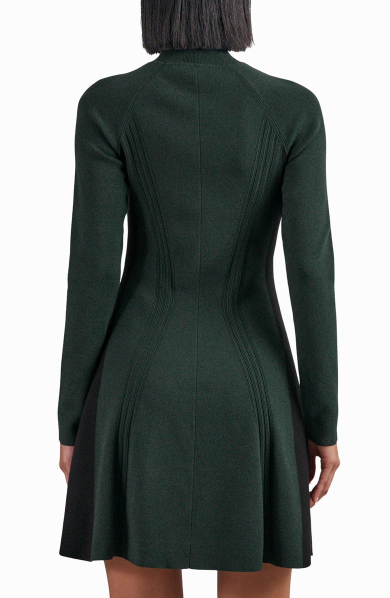 Reiss Zadie Mock Neck Long Sleeve Sweater Dress, Alternate, color, Green/Black