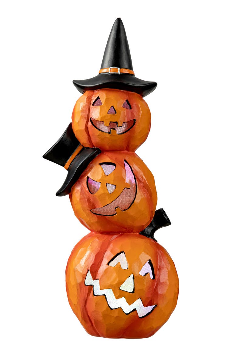 Halloween Lighted Stacked Resin Pumpkin Table Decor, Main, color, Orange
