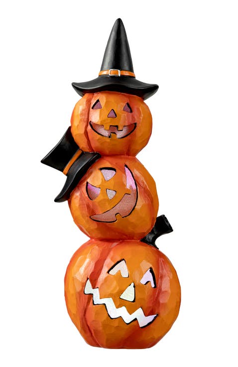 Halloween Lighted Stacked Resin Pumpkin Table Decor