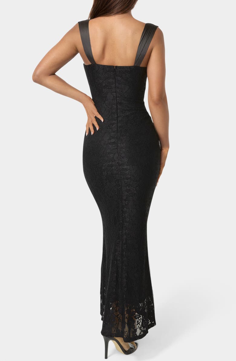 bebe Lace Maxi Dress, Alternate, color, Black/ Nude