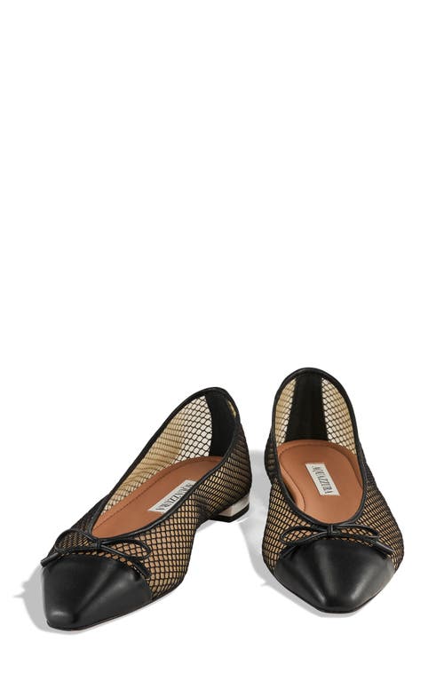 Aquazzura Gioia Cap Toe Ballet Flat In Black