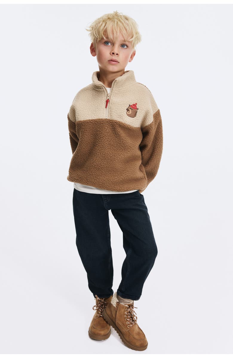 H&M Teddy Zip-top Sweatshirt, Alternate, color, Light Brown/Bear