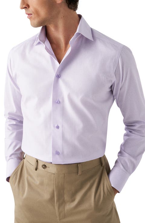 Slim Fit Check Stretch Cotton & Tencel® Lyocell Dress Shirt