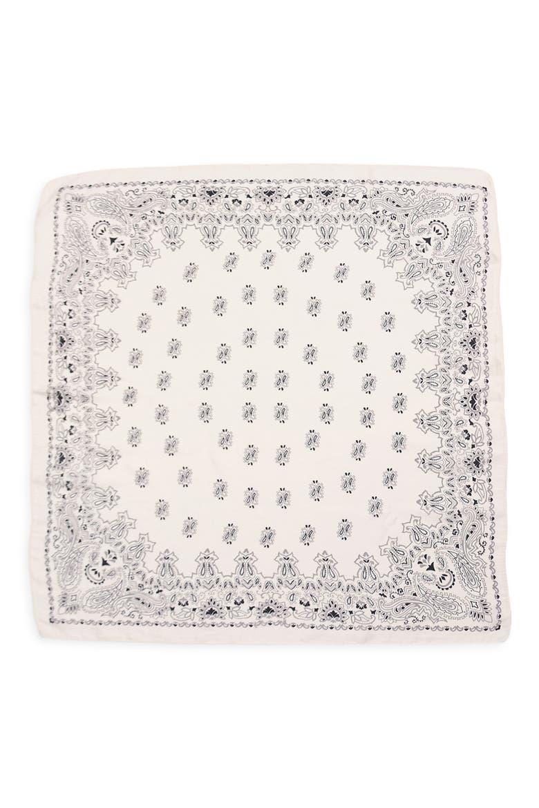 Bandana Print Square Scarf, Alternate, color, WHITE