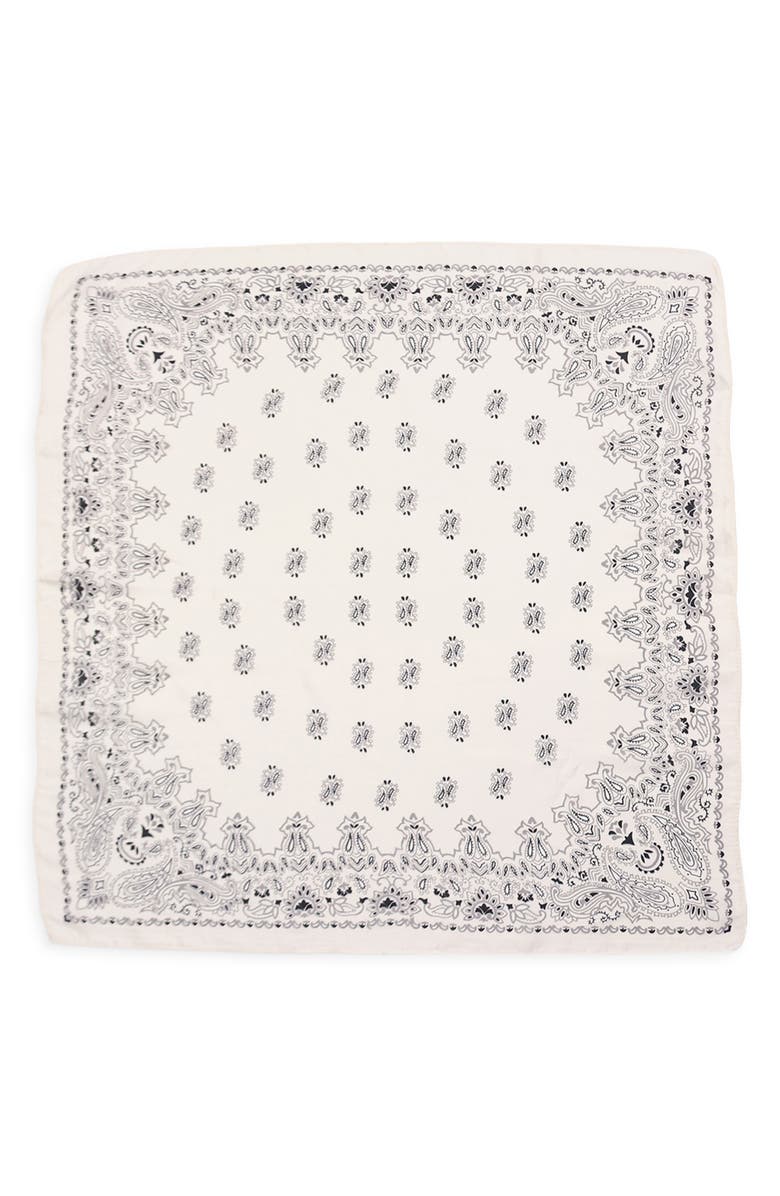 Petit Moments Bandana Print Square Scarf, Alternate, color, White